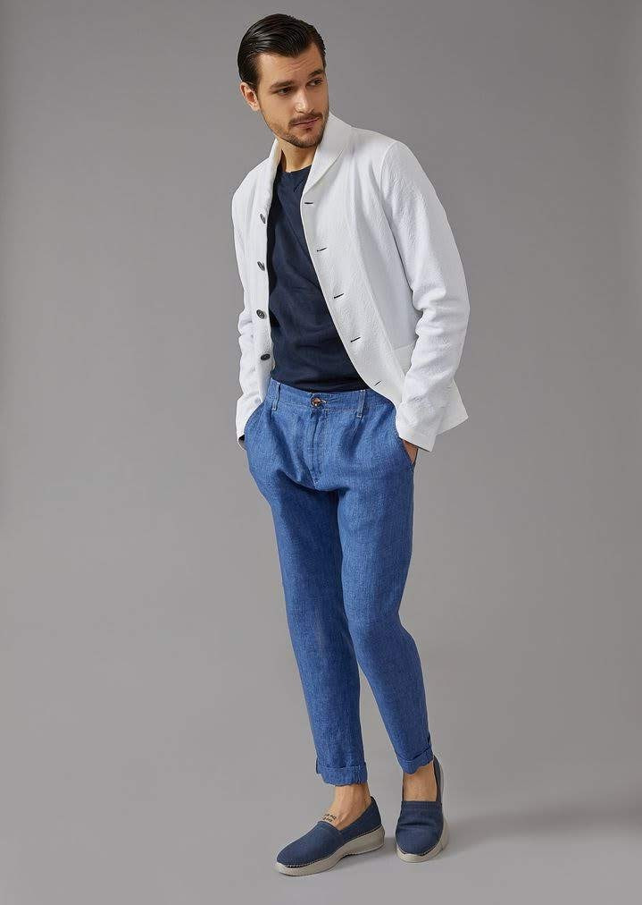 Чоловічий білий лляний жакет-піджак. Розмір 42-74+ плазайз, великий розмір є, фото 1