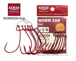 Гачок Vanfook Offset WORM55R Red #3/0 7шт