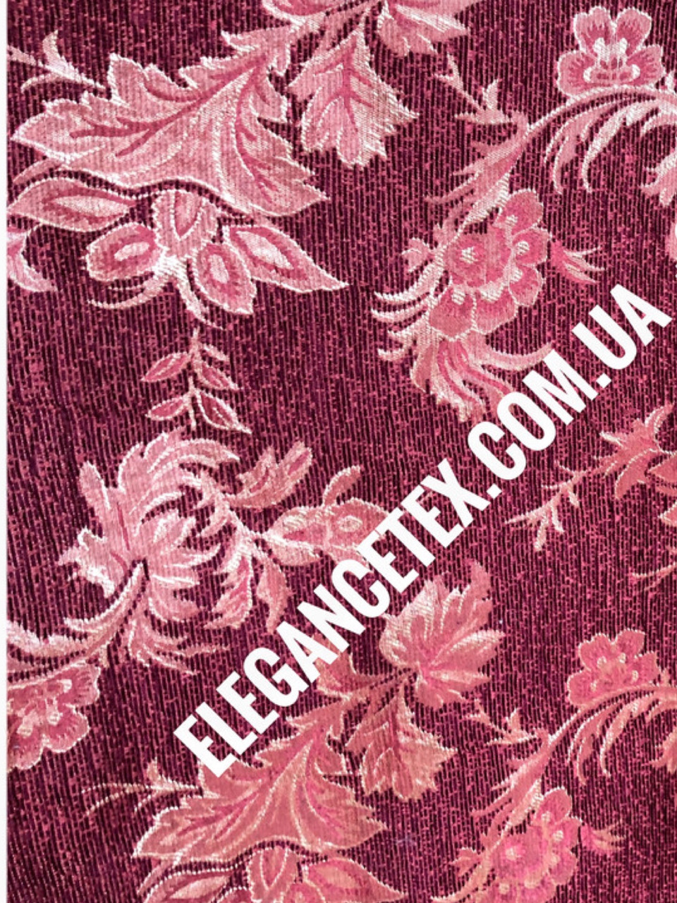 Шеніл гобелен Меблева оббивна тканина бордовий лист, фото 1