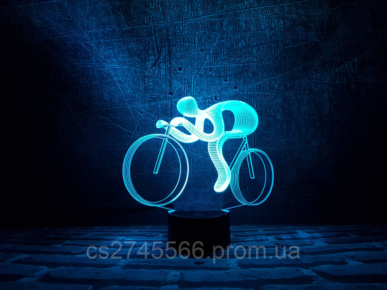 3D нічник Велосипед 2 (збільшене зображення) + пульт ДУ + мережевий адаптер + батарейки (3ААА)