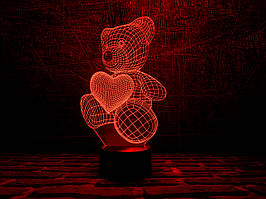 Змінна пластина для 3D ламп Ведмедик з серцем