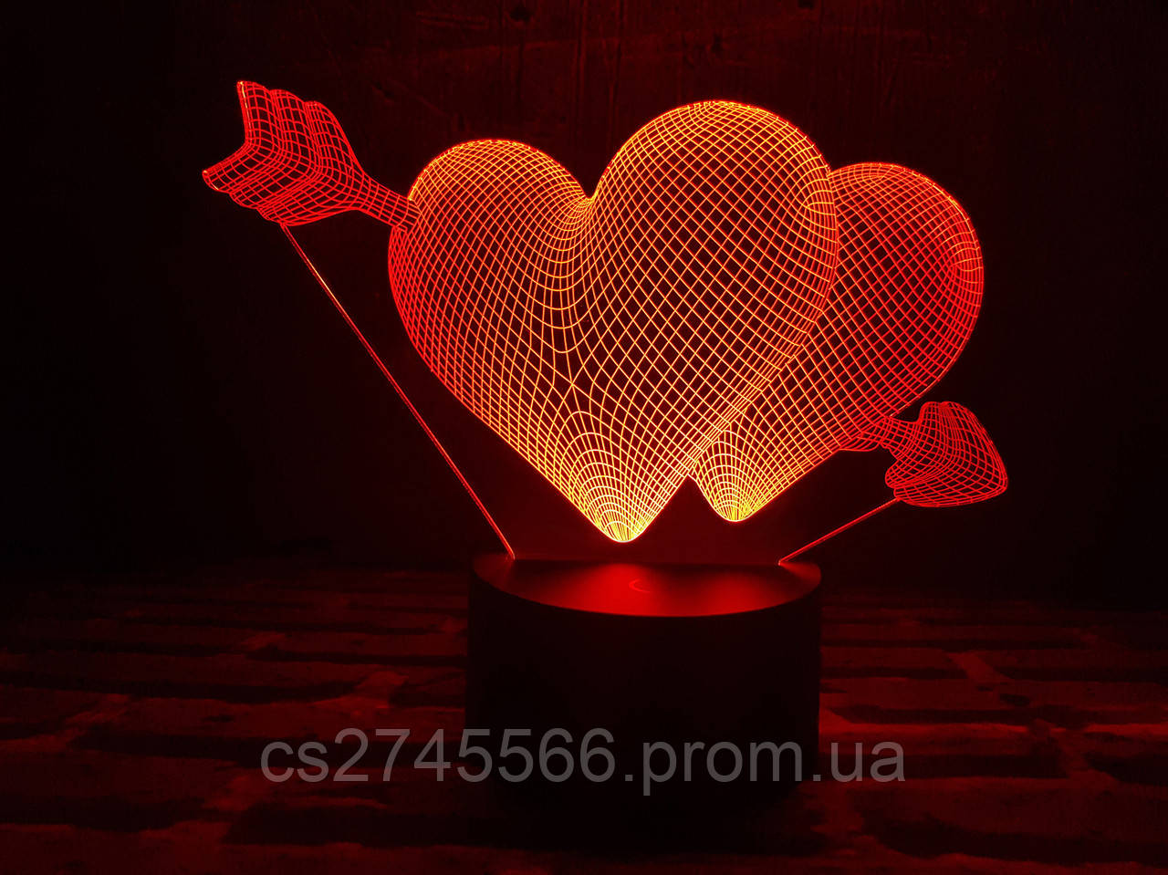 Змінна пластина для 3D ламп Два серця зі стрілою