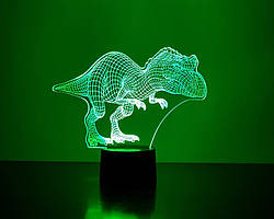 3D світильник Тиранозавр (збільшене зображення) + пульт ДУ + мережевий адаптер + батарейки (3ААА)