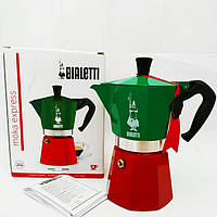 Кофеварка гейзерная Bialetti Moka Express Italia Tricolore на 6 чашек (270 мл)