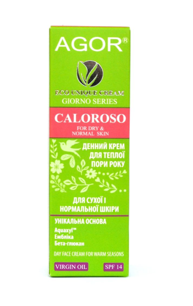Крем денний для сухої і нормальної шкіри CALOROSO, 14SPF, 50 мл, AGOR (річна серію)