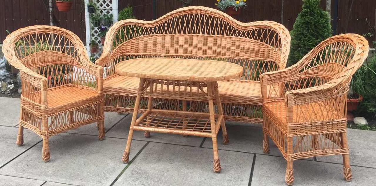 Комплект плетених меблів  меблі з лози з великим диваном  меблі з лози плетена
