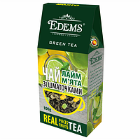 Зелений листовий чай зі шматочками фруктів "Edems Lime Mint" (100г)