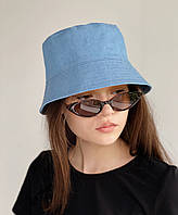 Літня панама жіноча з опущеними полями джинсова D.Hats блакитна