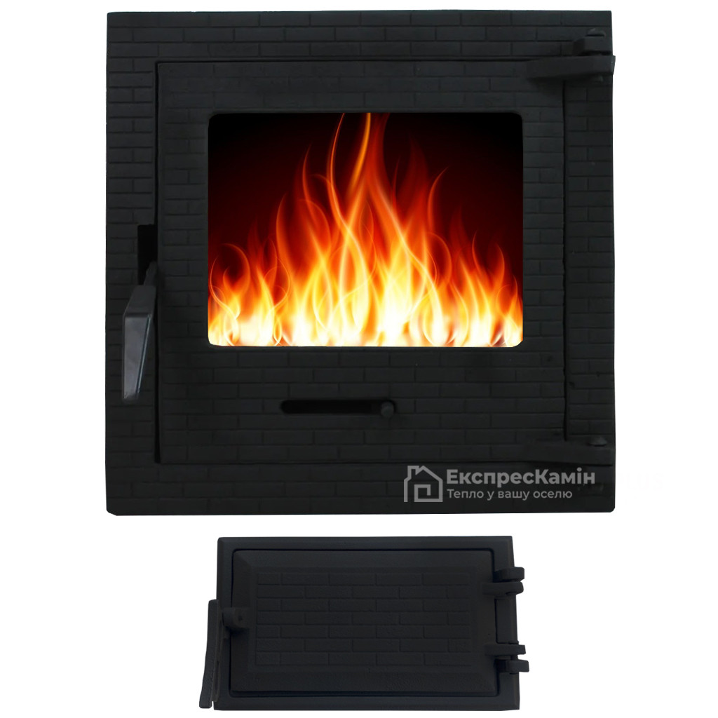 🔥Купить Дверцы печные раздельные со стеклом "Clark" 400х400 Дверцы для ...