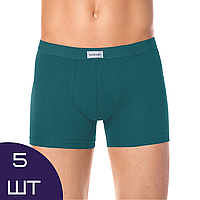 Мужские хлопковые трусы бирюзовые BASIC SHORTS 700 трикотажные боксеры 5 штук набор DIWARI 14С-552ТСП