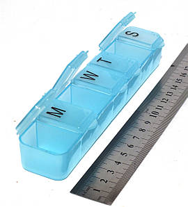 Органайзер таблетниця, контейнер для таблеток на 7 комірок (17 х 3,5 х 2,5 см.)