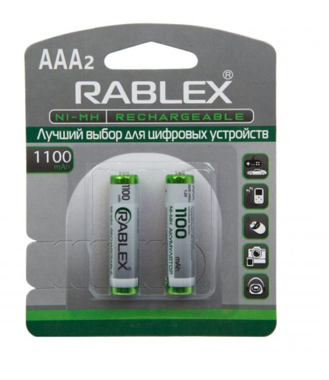 Акумулятори RABLEX HR03 RB-1100 ( 1.2V / 1100 mAh / Ni-MH / AAA / блістер / 2 шт.), фото 1