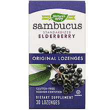 Бузина Nature's Way "Sambucus Standardized Elderberry Original Lozenges" оригінальна формула (30 льодяників)