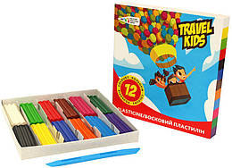 Восковий дитячий пластилін "Travel kids", 12 кольорів, зі стеком, 144 г, Гамма