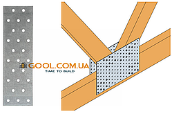 Перфорована пластина 80х160х2мм металева для з'єднання дерев'яних конструкцій упаковка 50 штук