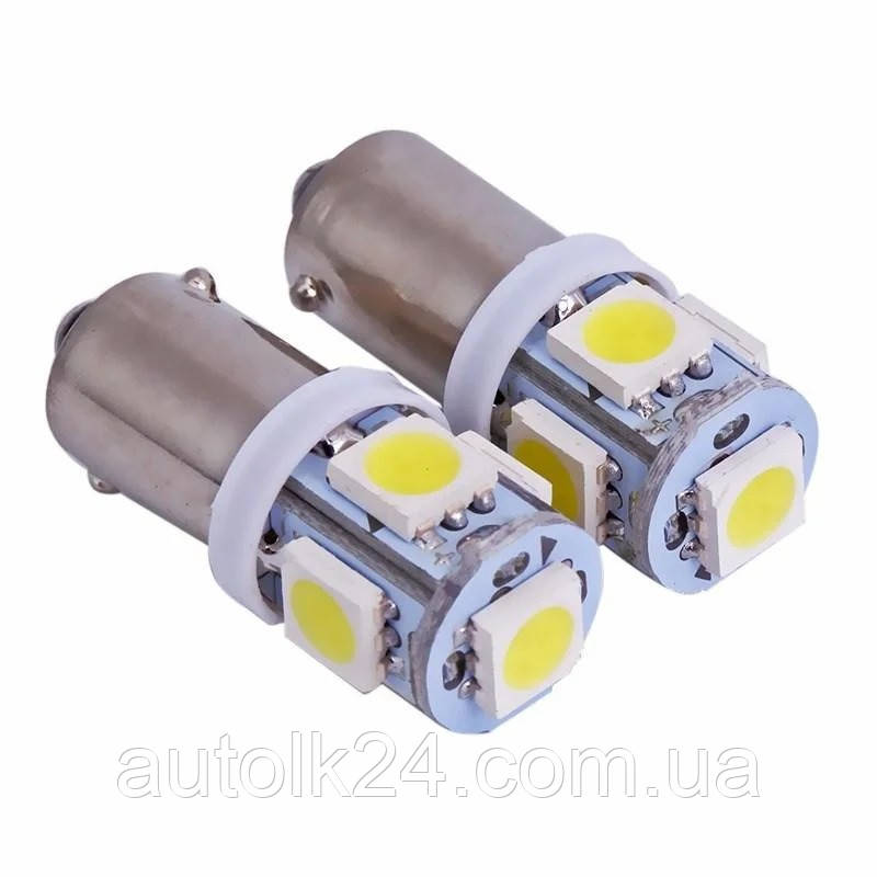 Led-лампи в габариті білий колір BA9S 5Leds 5050SMD, 12V.