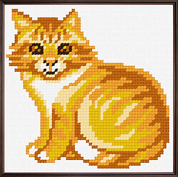 Набір для вишивання "Рудий кіт" (тканина з малюнком, муліне, голка) 11*11 см