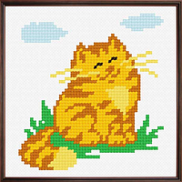 Набор для вышивания "Рыжий котик" (ткань с рисунком, мулине, игла) 11*11 см