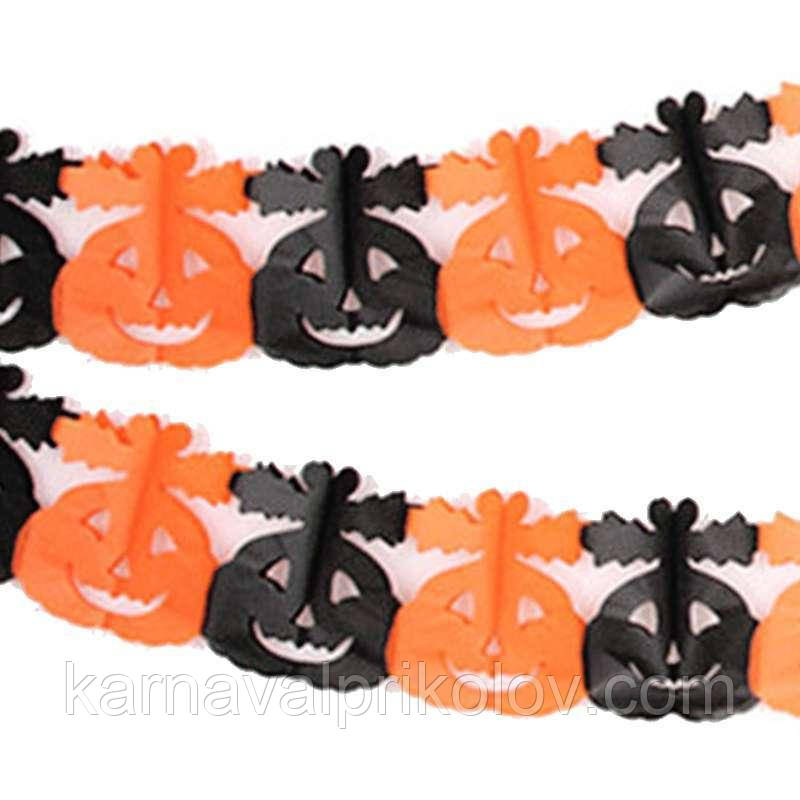 Гірлянда 3D Хелловін Гарбуз з листочками