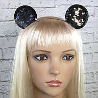 Вушки Міккі Мауса з паєтками (чорні)