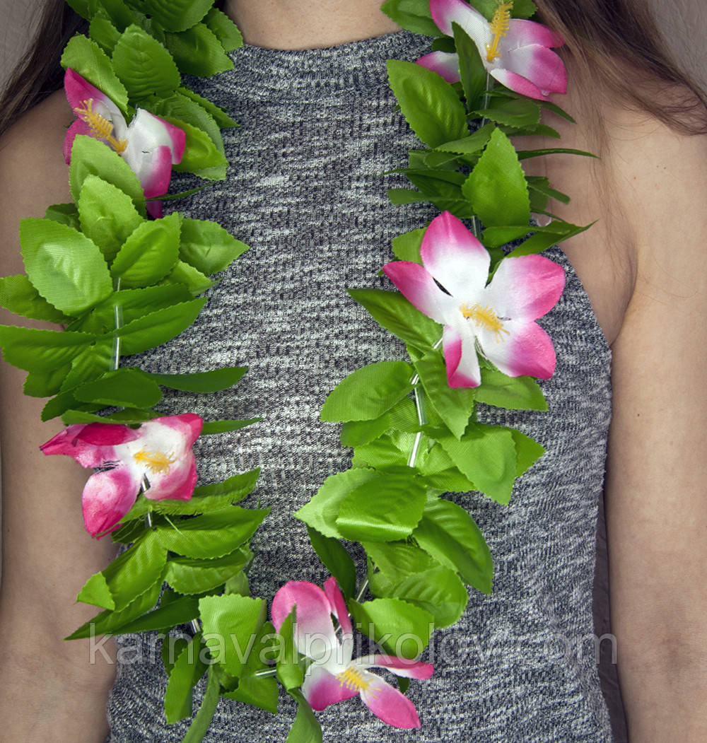 Гавайські леї Німфа (зелені з малиновим)