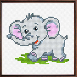 Набір для вишивання "Слоненя" (тканина з малюнком, муліне, голка) 11*11 см