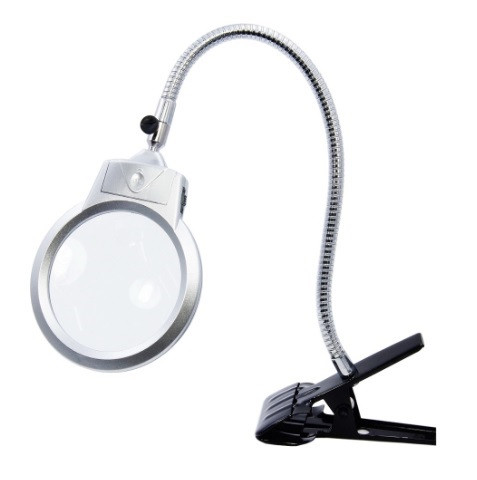 Лупа подвійна MG15122-C з LED-підсвічуванням на гнучкій ніжці з затискачем (лупа -1 d=125 мм, 2x; лупа -2 d=26