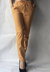 Літні штани з льону No21 БАТАЛ (пісок+білий)
