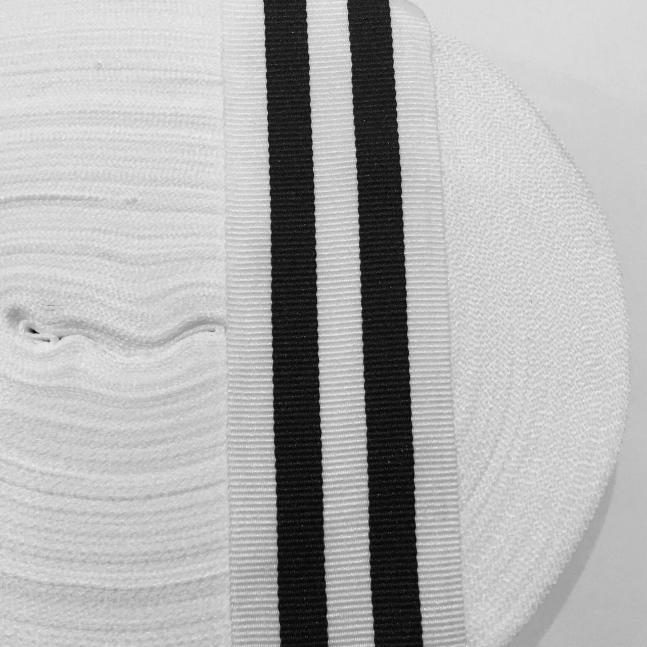 Стрічка для швів та трикотажних виробів 40мм колір біло-чорний (боб 50м)