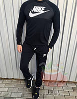 Літній чоловічий спортивний костюм світшот+штани лого Nike чорний (репліка)