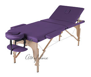 Кушетка складна для масажу, для нарощування вій SOL cream (світло-бежевий / фіолетовий) Масажний стіл