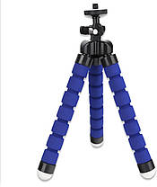 Настільний штатив гнучкий (трипод) Alitek Flexible Sponge Short Blue + тримач телефону, фото 4