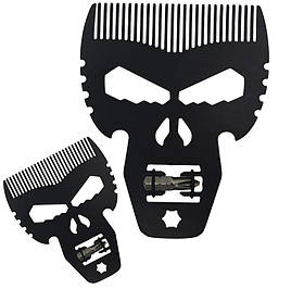 Гребінець металевий Череп мультіфункціональний Barber Shop Professional