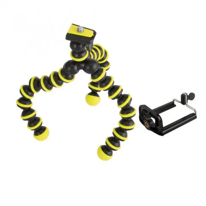 Гнучкий штатив для телефона з тримачем, GoPro, камери, фотоапарата Alitek Flexible S Yellow/Black