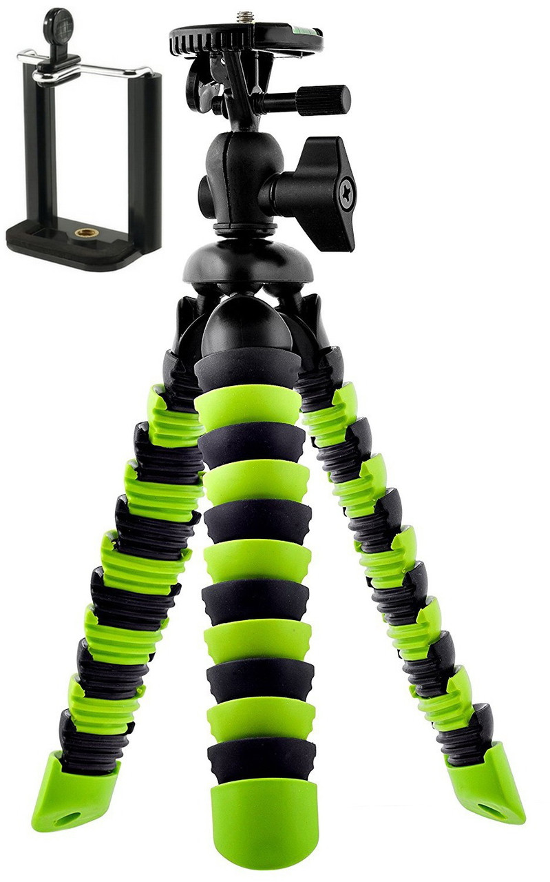 Гнучкий штатив для смартфона + тримач, GoPro, камери Alitek Flexible H19 Black/Green