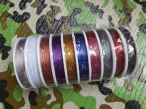 Декоративний ювелірний трос упаковка 10 бобін 0,38 мм/56 м мікс