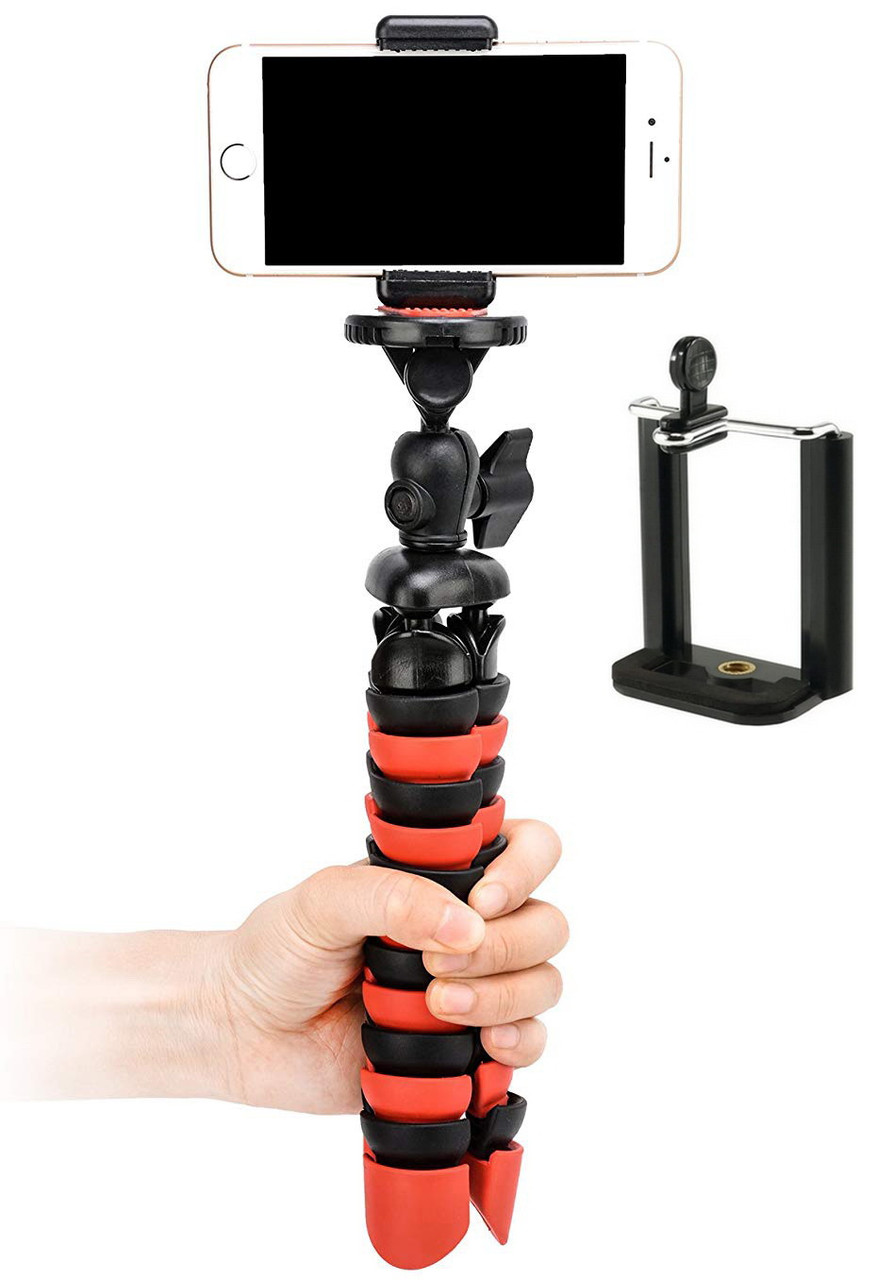 Штатив гнучкий для телефона з тримачем, камери, GoPro Alitek Flexible H19 Black/Red