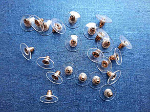 Заглушка для сережок пластик із металевим серединковим упакованням 100 шт. колір золото