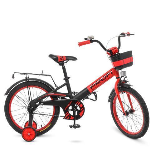 Велосипед для дітей із кошиком і багажником PROFI Original 18" W18115-5 червоно-чорний