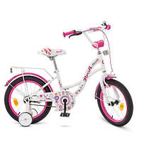 Дитячий велосипед PROF1 16" Y1625 Bloom біло-малиновий для дівчинки