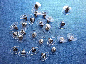 Заглушка для сережок пластик із металевим серединковим пакованням 100 шт. колір срібло