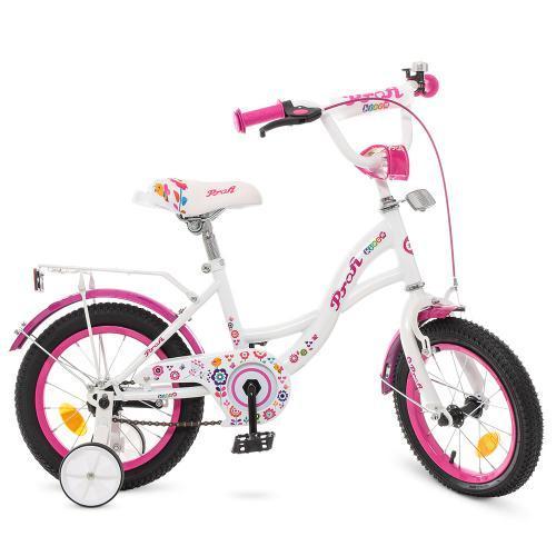 Дитячий велосипед Bloom PROF1 14" Y1425 біло-малиновий, фото 1