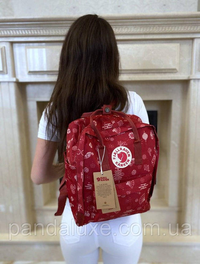 Жіночий рюкзак бордовий канкен Fjallraven Kanken Art 16л в японському стилі, фото 1