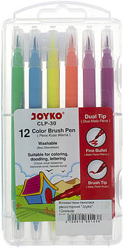 Фломастери-пензлики двосторонні "Joyko" 12кольор. №CLP-30/3050(1)(24)(144)