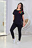 Повсякденний жіночий трикотажний костюм футболка + брюки, спортивного стилю розміри 48-62, фото 4