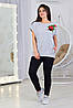 Повсякденний жіночий трикотажний костюм футболка + брюки, спортивного стилю розміри 48-62, фото 7