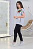 Повсякденний жіночий трикотажний костюм футболка + брюки, спортивного стилю розміри 48-62, фото 9
