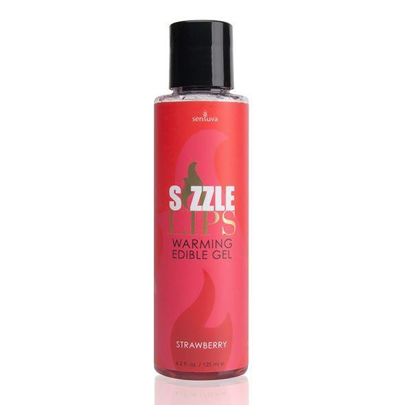 Їстівний масажний зігріваючий гель Sizzle Lips Strawberry Sensuva 125мл (Полуниця)