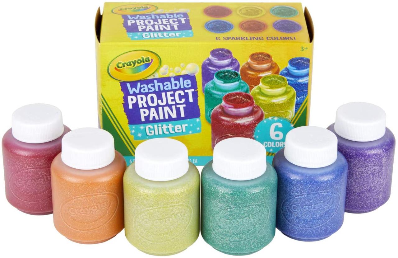 Краски с блеском крайола в баночках (59 мл) Washable Kids Paint, в наборе 6 цветов, Crayola - фото 1 - id-p413417440