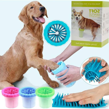 Лапомойка для собак і кішок стакан для миття лап тварин Soft pet foot cleaner Pink (Для великих) Синій, фото 2